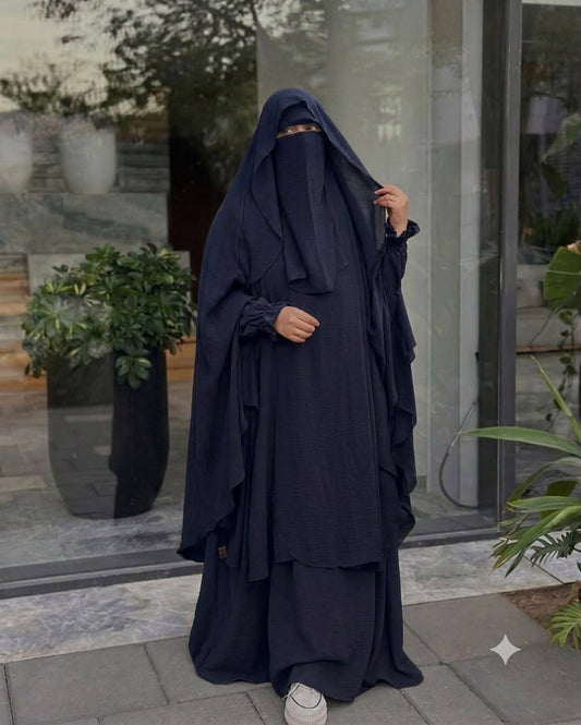 طقم العفة (عباية +وشاح الغشوة + نقاب + قفازات)