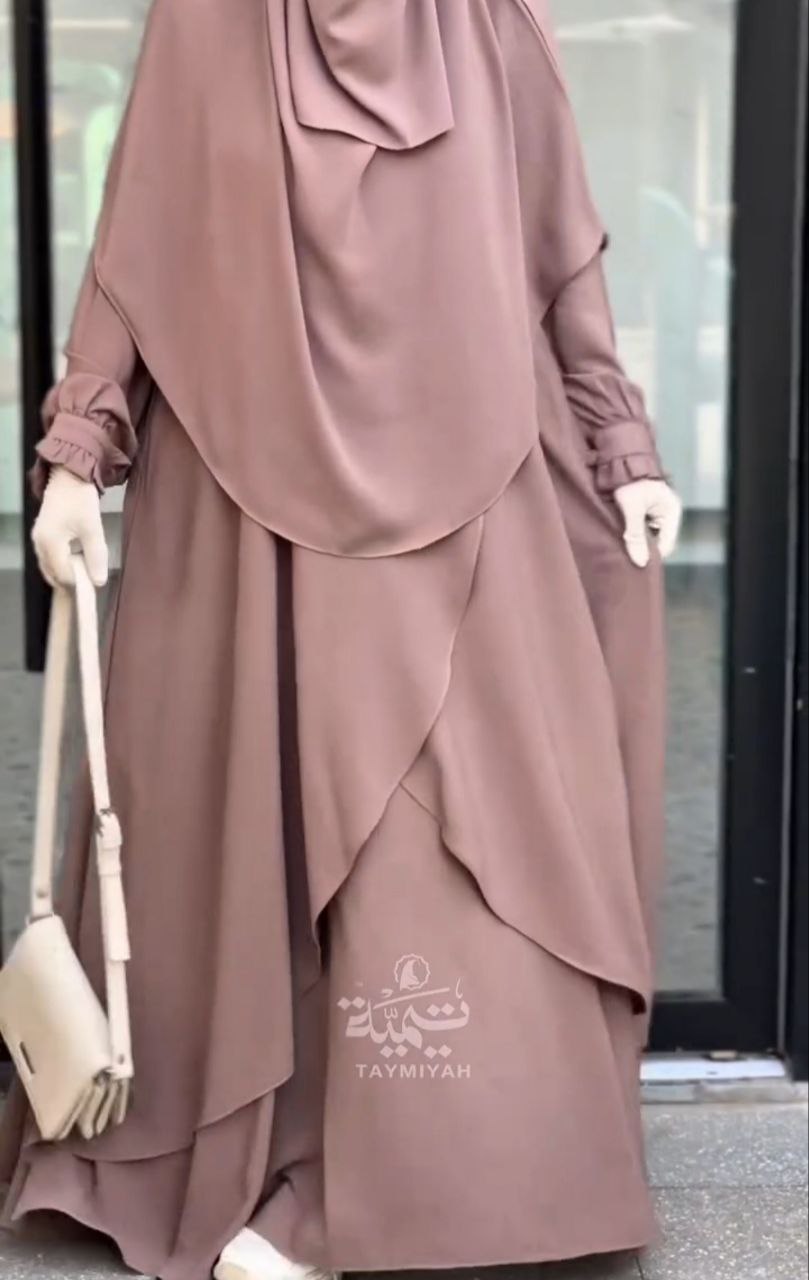 الطقم الفرنسي (حجاب + اسدال+ نقاب مع قفازات مجانية)